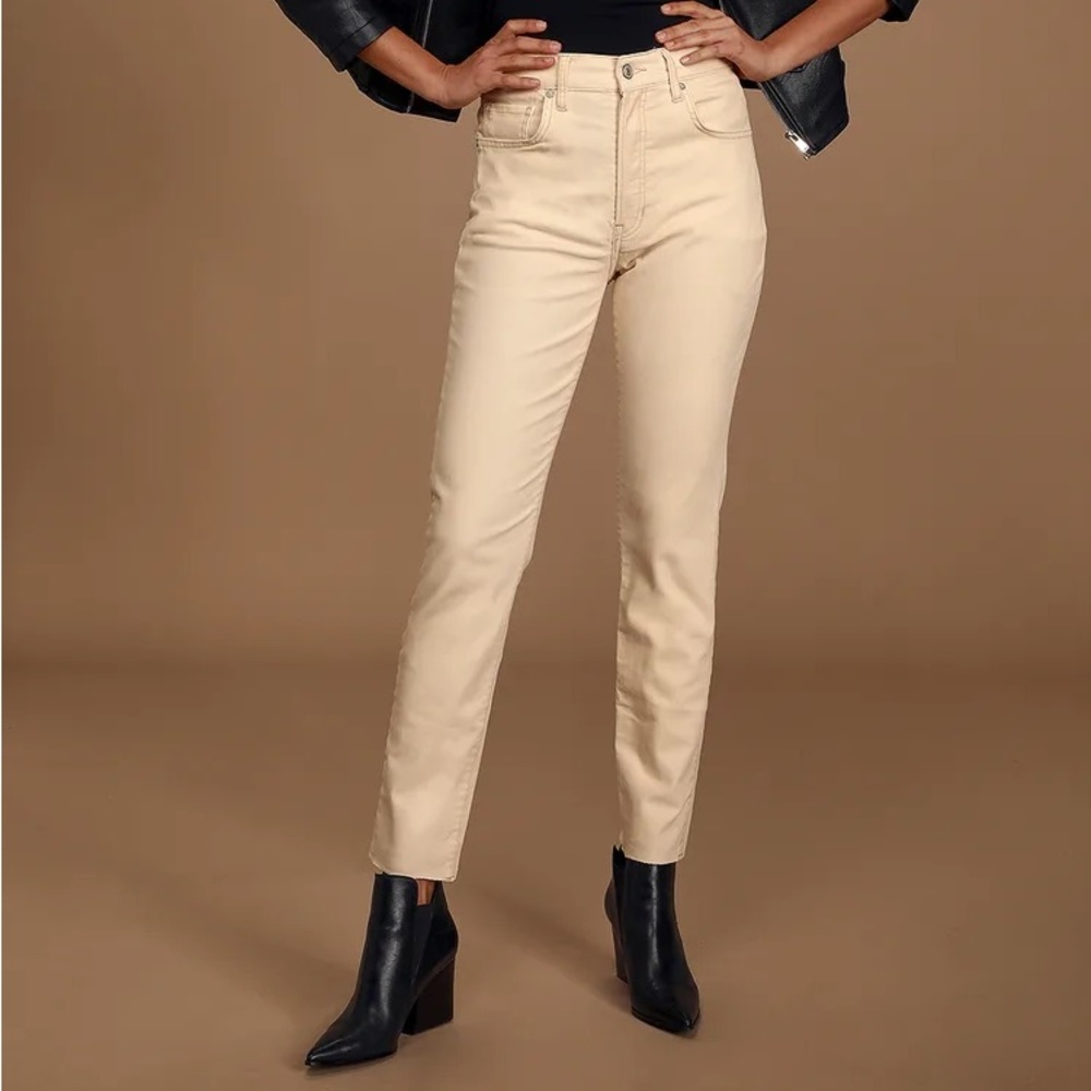 We the Free People Stella Ivory High Rise Skinny Jeans Raw Hem Minimalist Boho